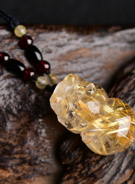 钛晶发晶貔貅项坠财运皮丘天然水晶吊坠招财饰品情侣饰品挂件