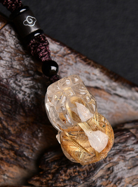 钛晶金发晶貔貅吊坠貔貅皮丘水晶天然发晶男女挂件礼物项链