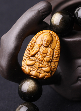 属猪狗妙舍手链金曜石肖猪吉祥物灵瑞天解阵佛牌本命佛虎眼石男款