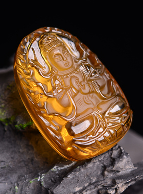 大日如来属猴守护神天然黄水晶