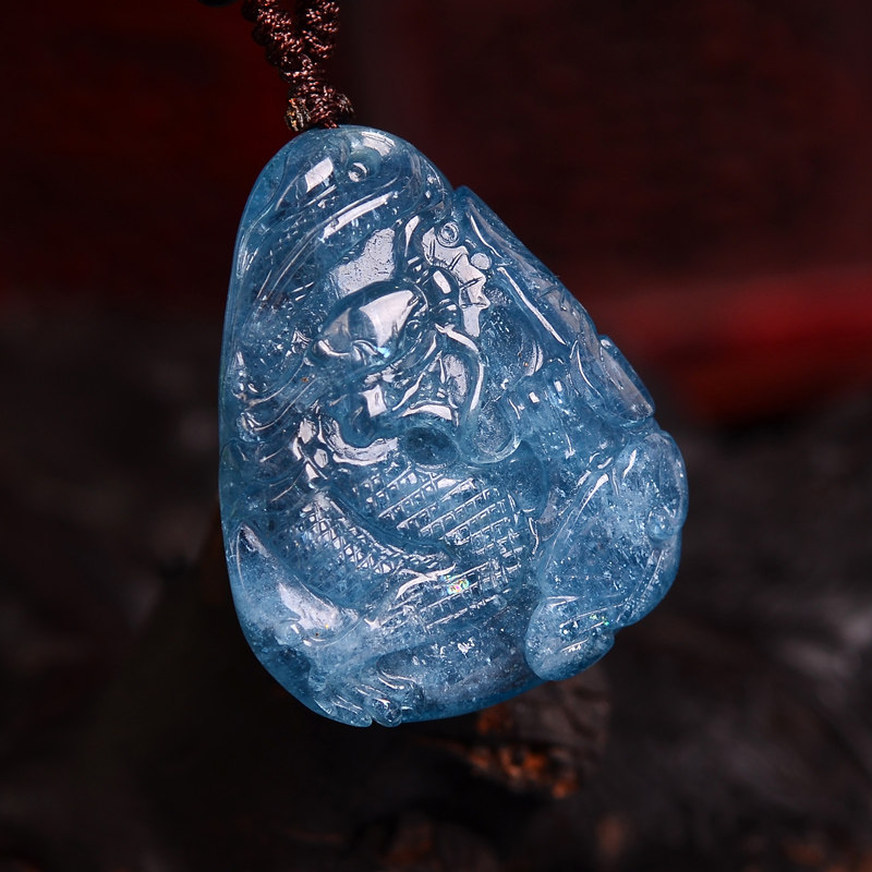 宫妃海蓝宝龙牌深蓝色水晶饰品项坠 宫妃手链