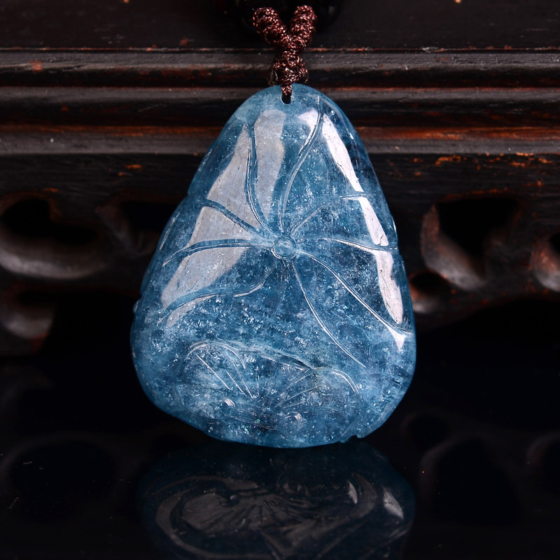 宫妃海蓝宝龙牌深蓝色水晶饰品项坠 宫妃手链