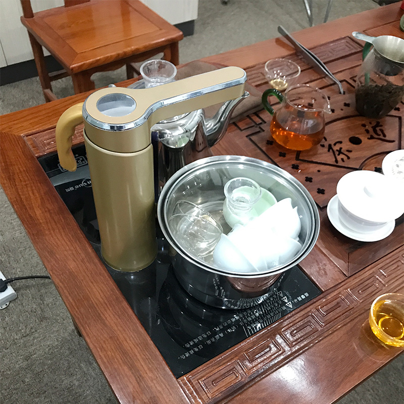 盈悦电茶炉平面电磁炉茶具自动上水平板茶台烧水壶嵌入式喝茶套装-图2