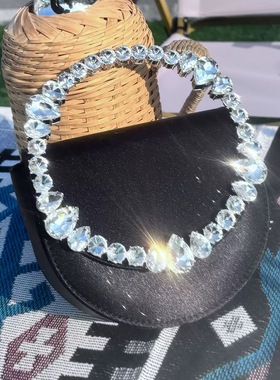 25新法式仙女包镶钻水滴马鞍包小红书同款缎面晚宴单肩斜挎包包