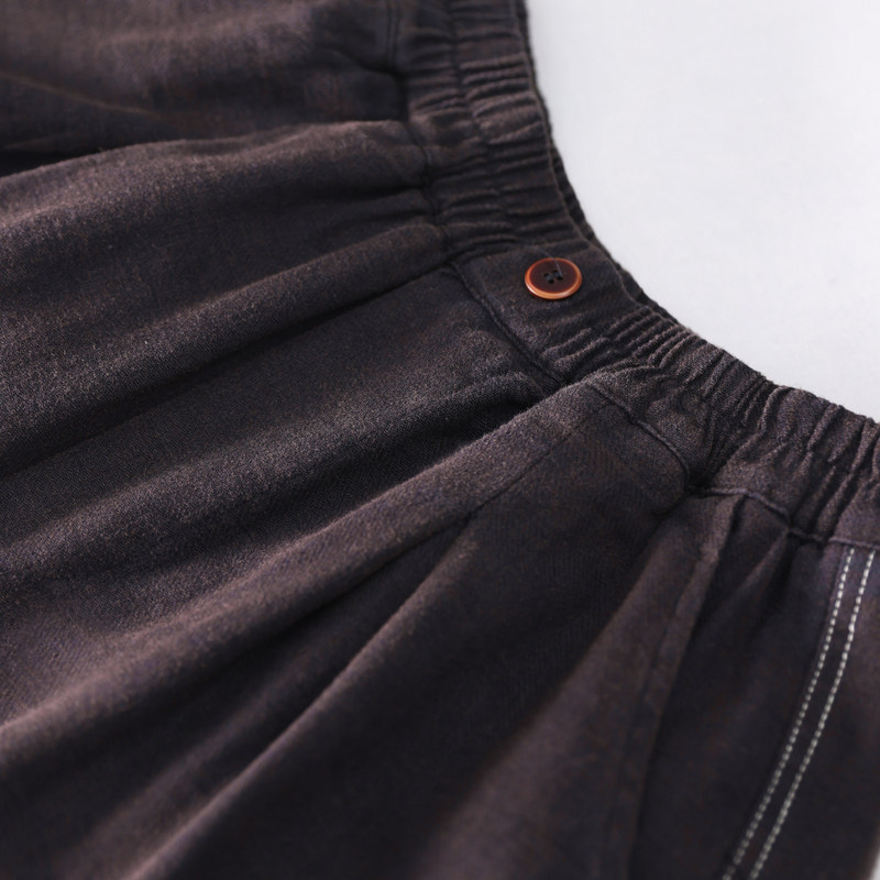 绿素棉 复古怀旧加厚棉麻棉裤~里衬条纹 宽松收褶保暖哈伦裤冬装,淘宝优惠券,粉丝福利购,淘宝优惠卷