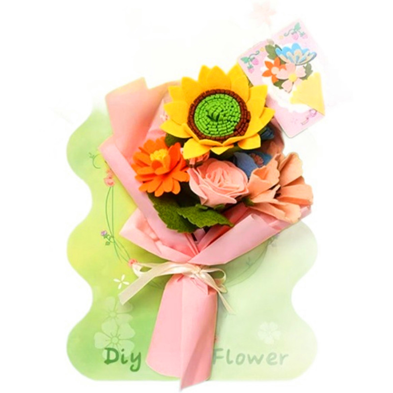 手工编织花束diy材料包制作幼儿园教师节儿童创意贺卡花束礼物品