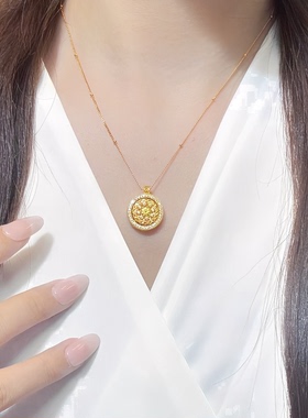 金包银可旋转步步生莲罗盘项链