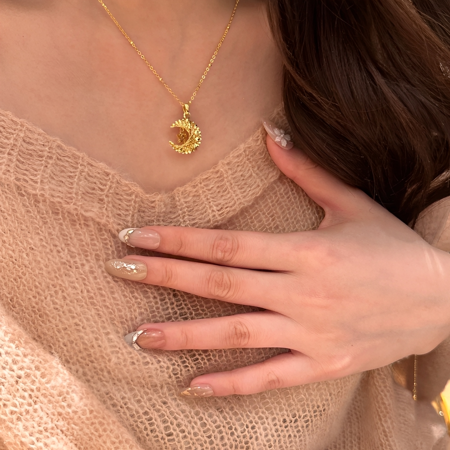 金包银工艺专柜同款星月碎冰冰项链月亮星星锁骨链送女友节日礼物,淘宝优惠券,粉丝福利购,淘宝优惠卷