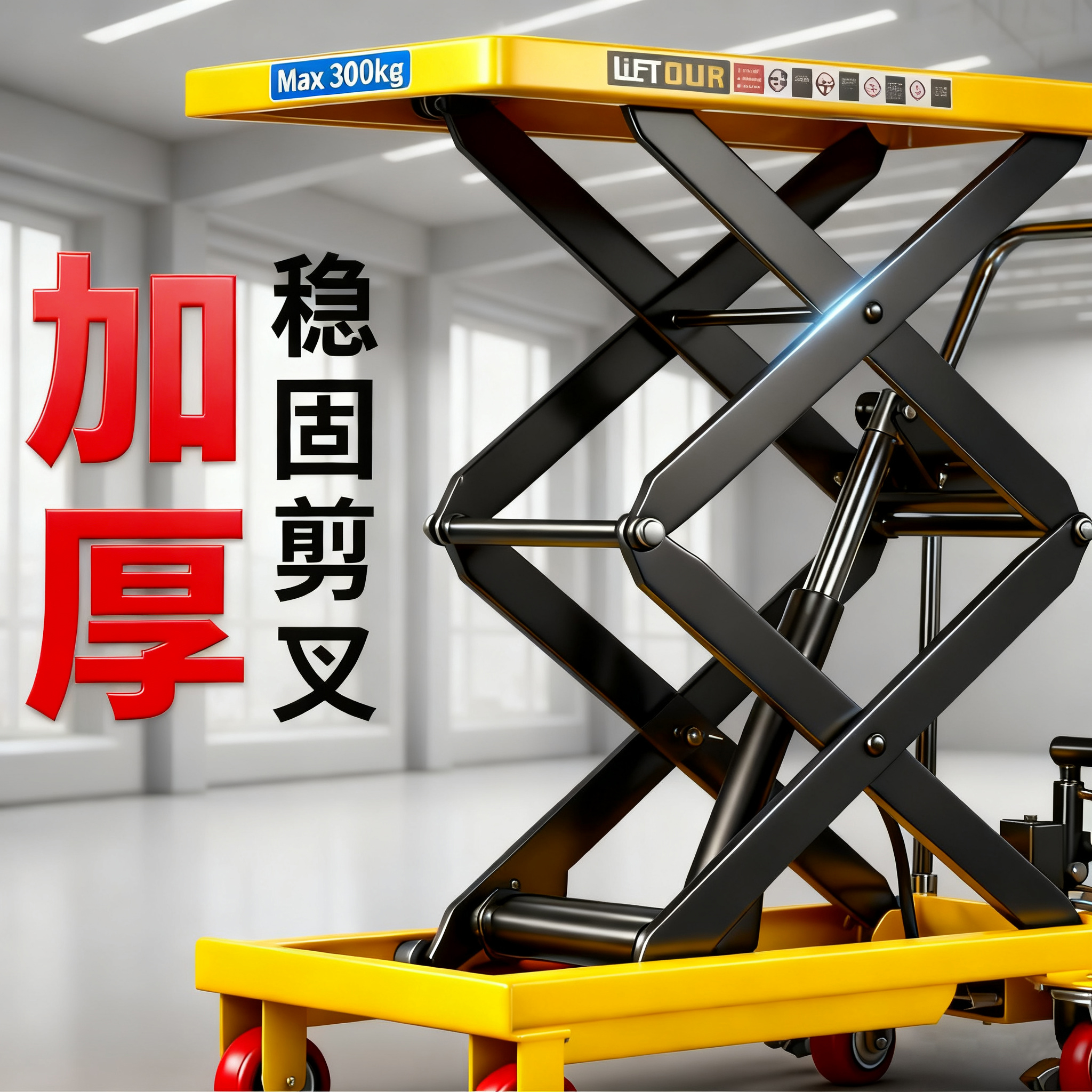 力拓中用手动液压升降平台车液压升降小推车移动式升高机平板车 - 图2