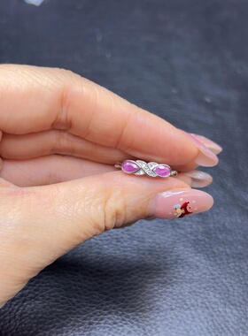 天然老烧红宝石戒指铜托活口简单日常