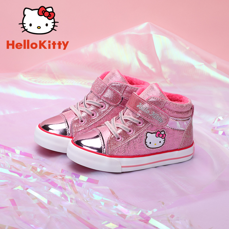 HelloKitty童鞋女童二棉鞋加绒加厚高帮板鞋冬季新款网红运动鞋子