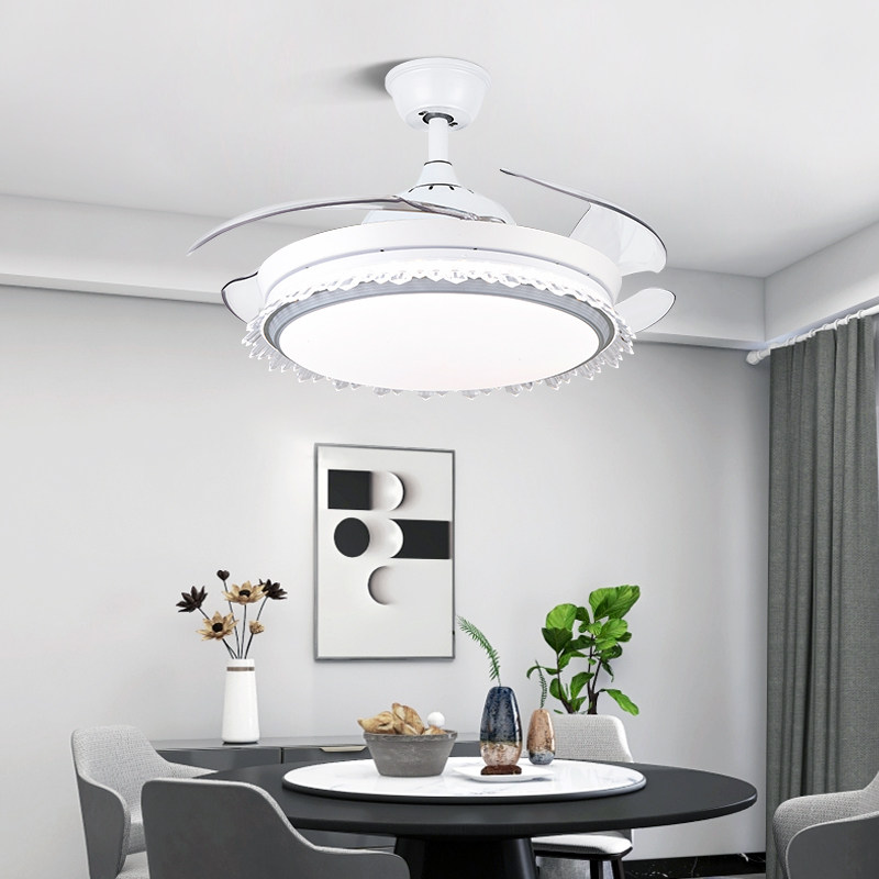 代森隐形吊扇灯餐厅家用变频遥控电风扇灯金色客厅卧室灯