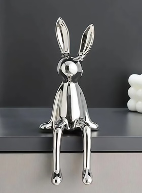 网红坐姿长耳兔子高端摆件