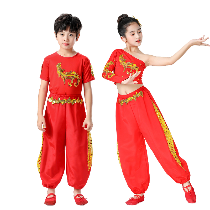少年志舞蹈服装少年志演出服儿童中国扇子舞蹈服古典小学生打鼓服 - 图1