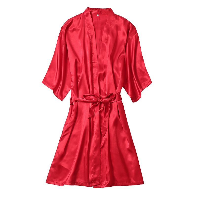 吉祥婚品定制新娘伴娘团定制晨袍结婚婚礼闺蜜刺绣睡衣趴秋春红色睡袍睡裙女夏3