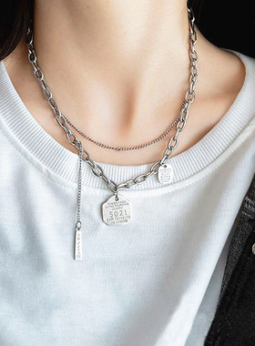 YISHIJIE多层叠戴钛钢项链