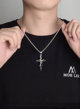 2025个性潮流十字架项链不掉色钛钢潮男女锁骨链嘻哈创意吊坠新款