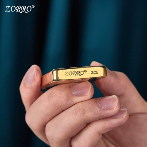 ZORRO佐罗官方旗舰店正品煤油打火机原铜超薄深雕貔貅送男友礼物 - 图2