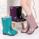 Fashionable style for women's high-tube rain boots