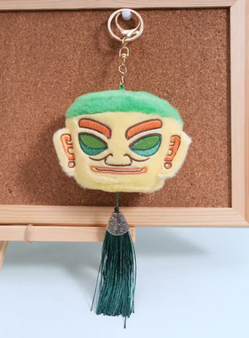 三星堆毛绒面具包包挂件