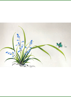 国画兰花四尺四开装饰画纯手绘大尺幅作品客厅厨房挂画尺寸34×69
