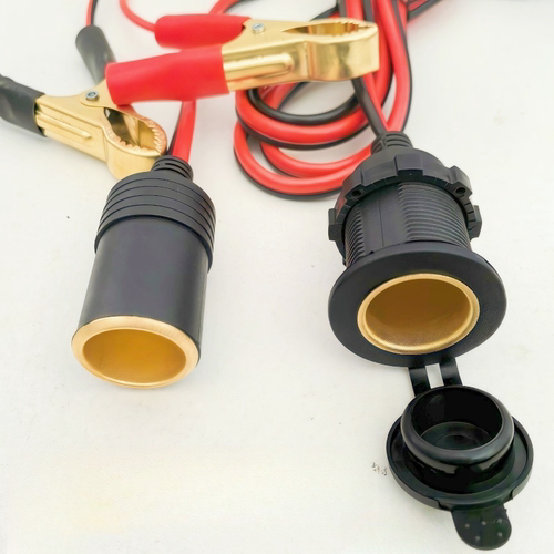 货车烧水电饭锅插座带保险汽车充气泵大功率点烟器母座转换电瓶夹 - 图3