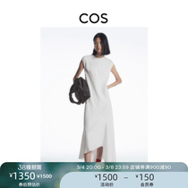 COS womens dress standard version type deconstructed diagonal cut splicing one-piece dress white 2024 spring new product 1221704001