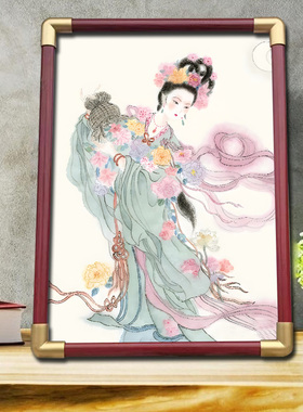 花神桃花娘娘画像挂画桃花仙子男女姻缘摆台居家卧室供奉相框摆件