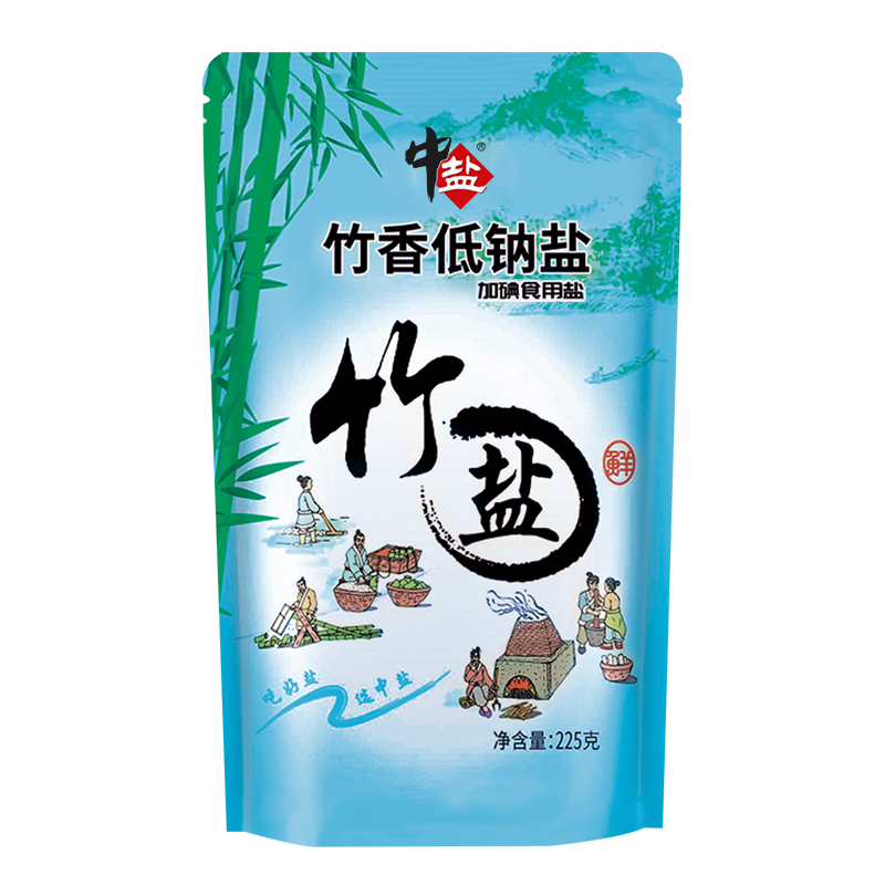 中盐竹香竹盐食用盐海盐加碘食盐家用低钠盐巴225g食盐调料 - 图3