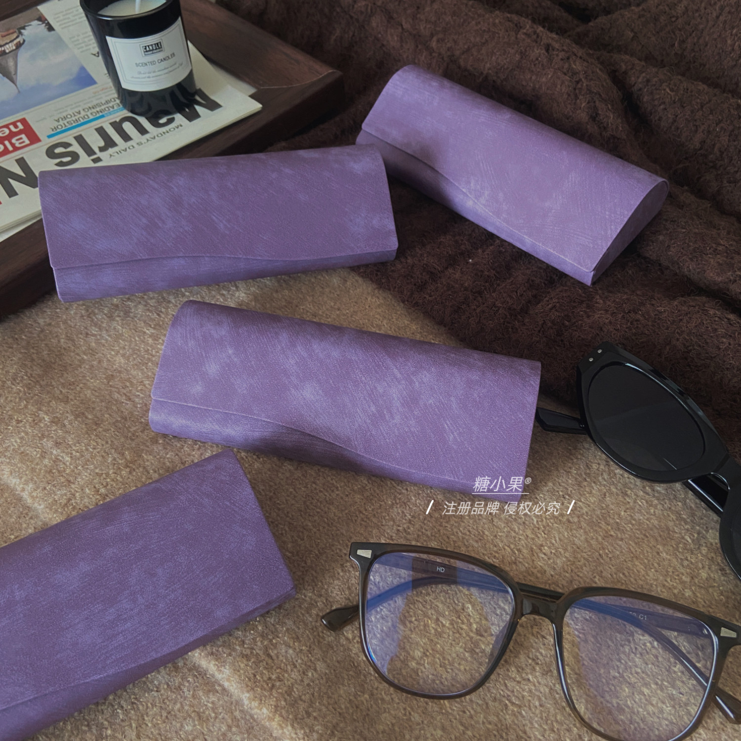 复古风高级感静谧紫便携抗压磁吸学生近视眼镜盒太阳镜墨镜收纳盒,淘宝优惠券,粉丝福利购,淘宝优惠卷