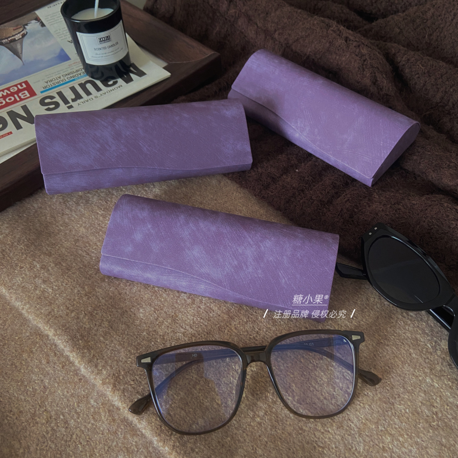 复古风高级感静谧紫便携抗压磁吸学生近视眼镜盒太阳镜墨镜收纳盒,淘宝优惠券,粉丝福利购,淘宝优惠卷