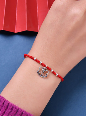 本命年925银小老虎红绳手链女学生红色手绳旺运平安男情侣礼物