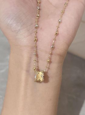 S925纯银镀18K金繁星小蛮腰项链女精致古法拉丝路路通吊坠锁骨链