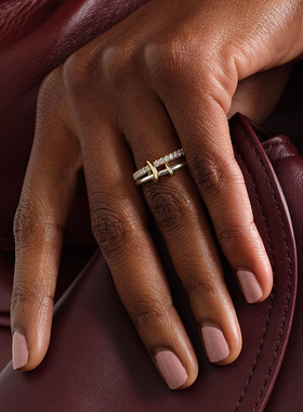 新品欧美ins风S925纯银周圈钻双层拼色手饰品气质女个性轻奢戒指