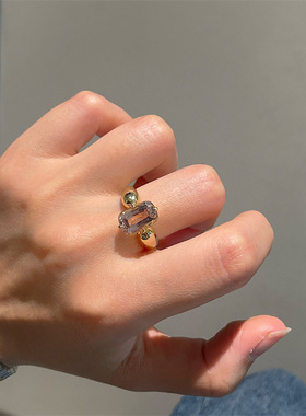 925银镀金 高碳钻 日落色 帕帕拉恰椭圆 粉色 意大利风肥戒指