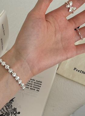 s925纯银镭射猫眼珠手链女韩国ins风简约小众设计感新款手环