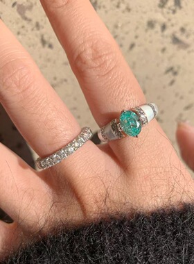 七夕节礼物s925银镀18k高碳钻圣彼得堡 鸽子蛋黄指冰花轻奢戒指