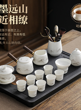 臻惜江山羊脂玉白瓷功夫茶具套装家用陶瓷茶壶盖碗泡茶杯小套礼盒