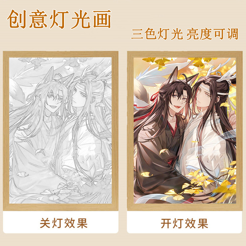 魔道祖师周边灯光画手办魏无羡蓝忘机吧唧立牌海报小夜灯生日礼物-图2