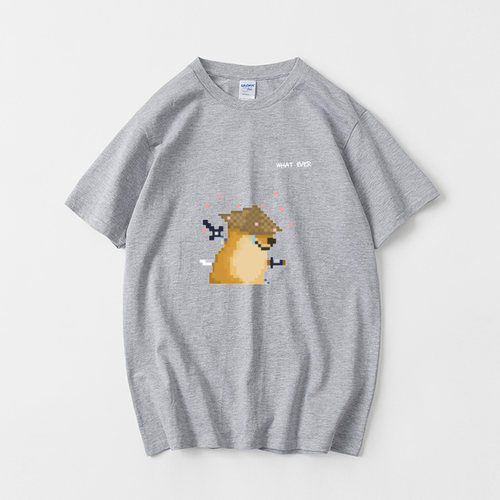 谢谢你狗子cheems废柴犬T恤短袖潮衣服男女圆领大码宽松夏季情侣 - 图2