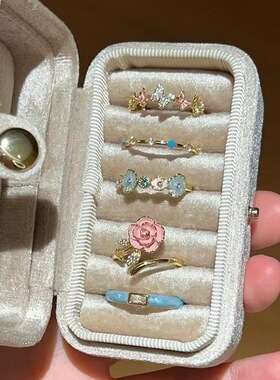 新款山茶花粉色戒指花朵戒指ins玫瑰花小众晚礼服小众ins高级法式