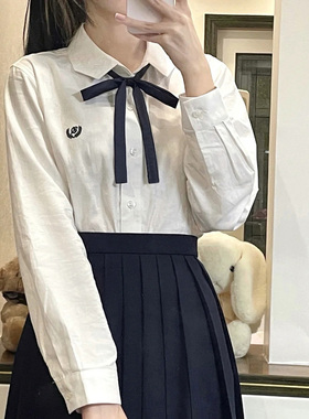 JK免打纯色小长柄蝴蝶结领绳女