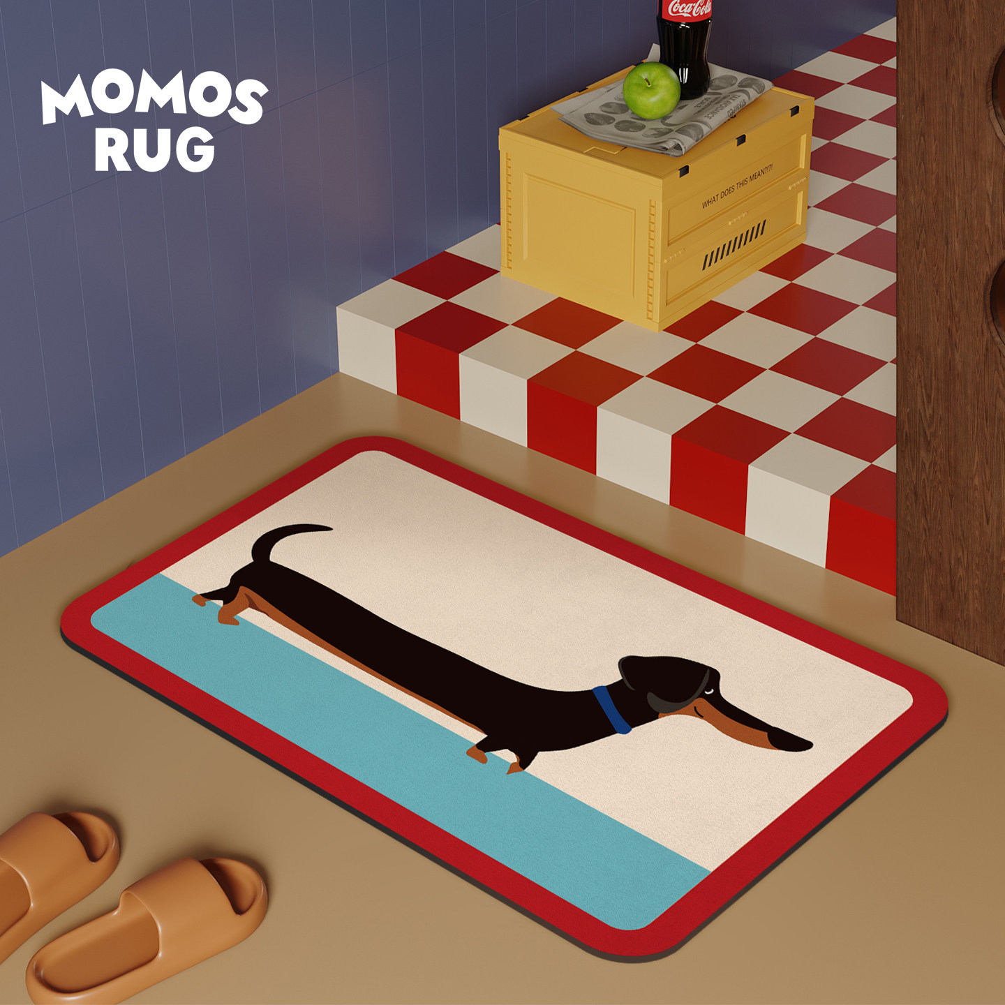 漫步腊肠狗浴室吸水地垫简约卡通厕所卫生间百搭脚垫家用防滑耐脏,淘宝优惠券,粉丝福利购,淘宝优惠卷