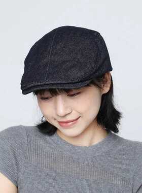 藏蓝色牛仔前进帽女新款大头围小