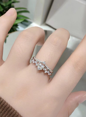 【初昕】爱心悸动异形莫桑钻女戒0.5克拉银镀白金时尚高端婚礼