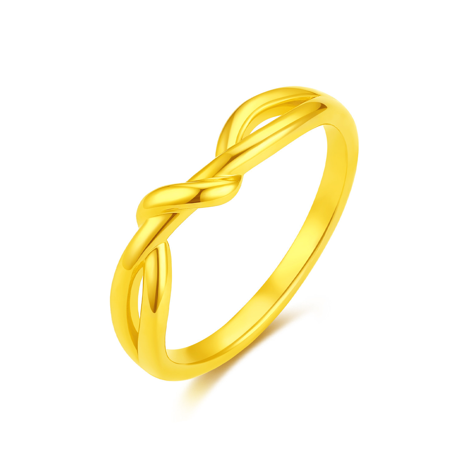 Jinzhifu pure gold 5D hard gold twist ring