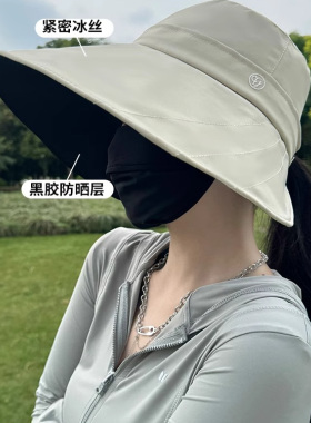 大帽檐防晒帽女夏季黑胶防紫外线