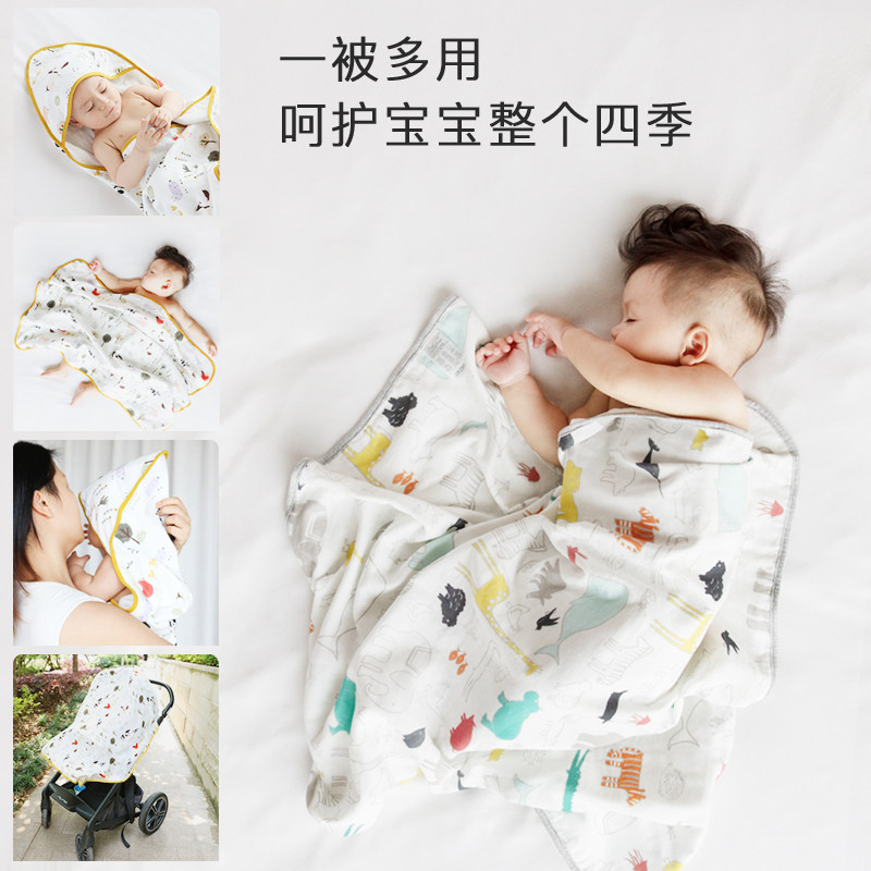 griny夏季纱布纯棉新生儿襁褓抱被 格里尼婴童抱被/抱毯