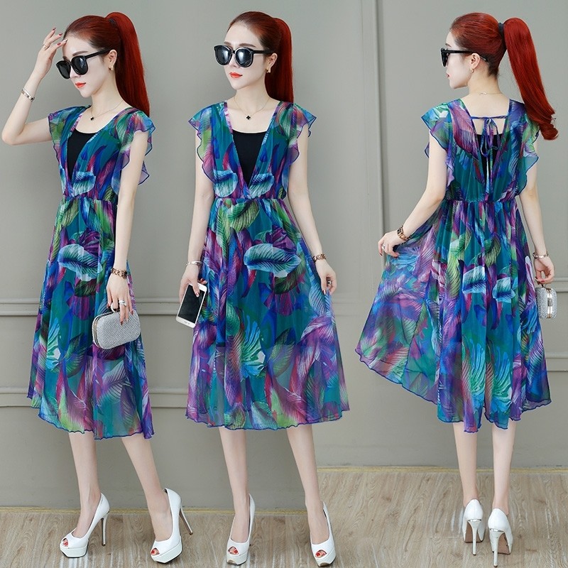 爱依服雪纺两件套装2020年新款裙子 尚吻蔓连衣裙