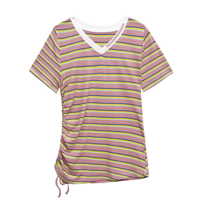 欧洲站紫色短袖女短款修身以纯t恤 尚吻蔓T恤